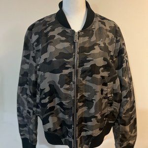 Satin Camo Bomber Jacket - XL
